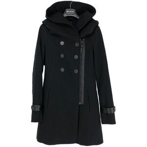 Rud by Rudsak Black Double Breasted Peacoat asymmetrical zip Winter coat  SP